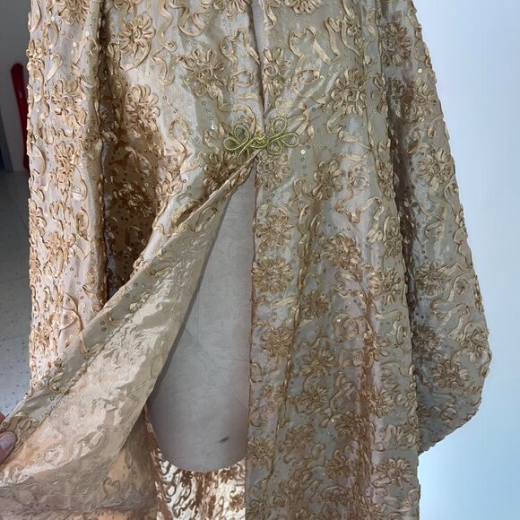 Vintage Womens Coat One Size Gold Custom Embroidered Sequin Caftan Evening - Picture 5 of 7